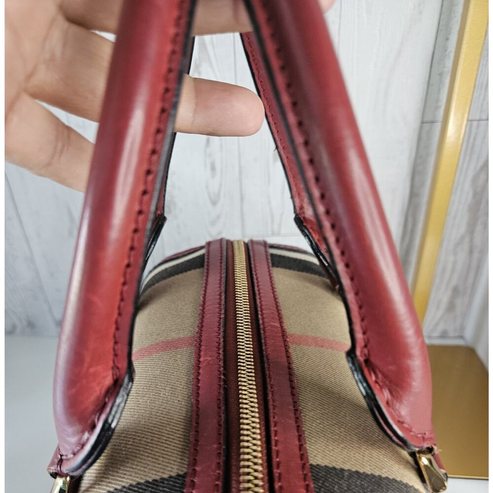 BURBERRY House Check Bridle 100 % Calfskin Medium Alchester Bowling Bag Italy - Picture 16 of 16